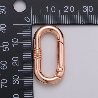 Chunky Gold Spring Gate Ring, Push Gate ring, 17x30mm Oval Ring, Charm Holder 24K Gold Filled Clasp for Link Chain Connector L-024 - L-027