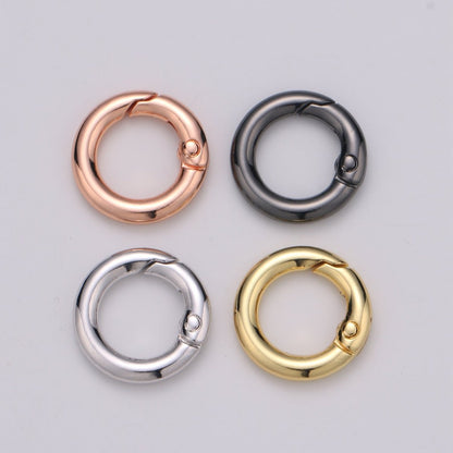 Chunky Gold Spring Gate Ring, Push Gate ring, 20mm Round Ring, Charm Holder 24K Gold Filled Clasp for Link Chain Connector L-032~L035 L084 L085