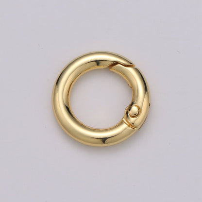 Chunky Gold Spring Gate Ring, Push Gate ring, 20mm Round Ring, Charm Holder 24K Gold Filled Clasp for Link Chain Connector L-032~L035 L084 L085