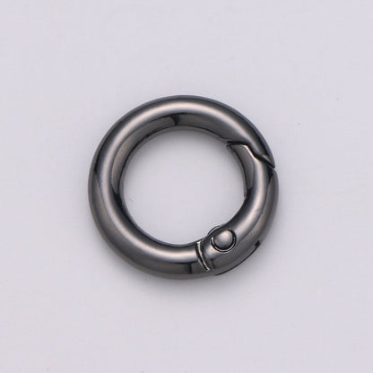 Chunky Gold Spring Gate Ring, Push Gate ring, 20mm Round Ring, Charm Holder 24K Gold Filled Clasp for Link Chain Connector L-032~L035 L084 L085
