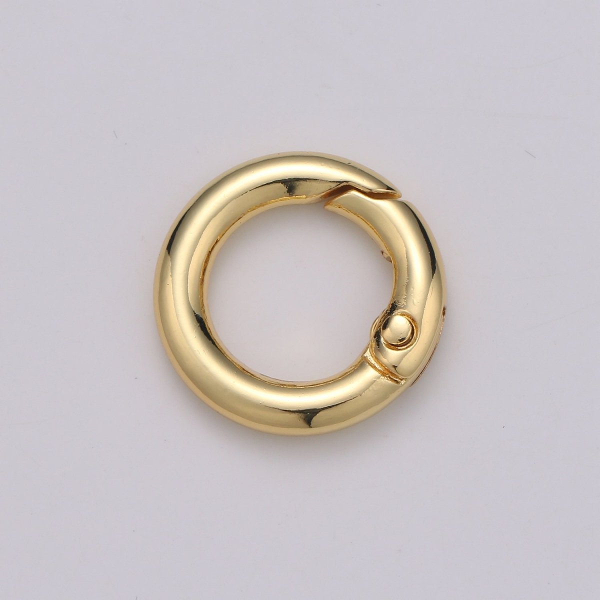 Chunky Gold Spring Gate Ring, Push Gate ring, 20mm Round Ring, Charm Holder 24K Gold Filled Clasp for Link Chain Connector L-032~L035 L084 L085