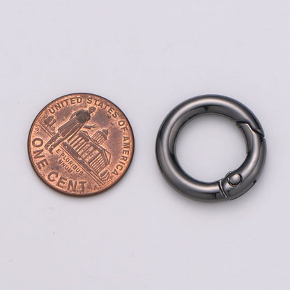 Chunky Gold Spring Gate Ring, Push Gate ring, 20mm Round Ring, Charm Holder 24K Gold Filled Clasp for Link Chain Connector L-032~L035 L084 L085