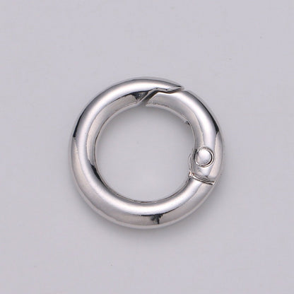 Chunky Gold Spring Gate Ring, Push Gate ring, 20mm Round Ring, Charm Holder 24K Gold Filled Clasp for Link Chain Connector L-032~L035 L084 L085