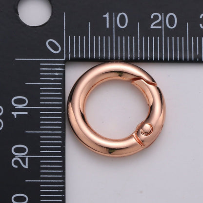 Chunky Gold Spring Gate Ring, Push Gate ring, 20mm Round Ring, Charm Holder 24K Gold Filled Clasp for Link Chain Connector L-032~L035 L084 L085