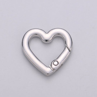 Chunky Gold Spring Gate Ring, Push Gate ring, 22x22mm Heart Clasp Charm Holder 24K Gold Filled Clasp for Link Chain Connector Supp-990 L-054 L-055