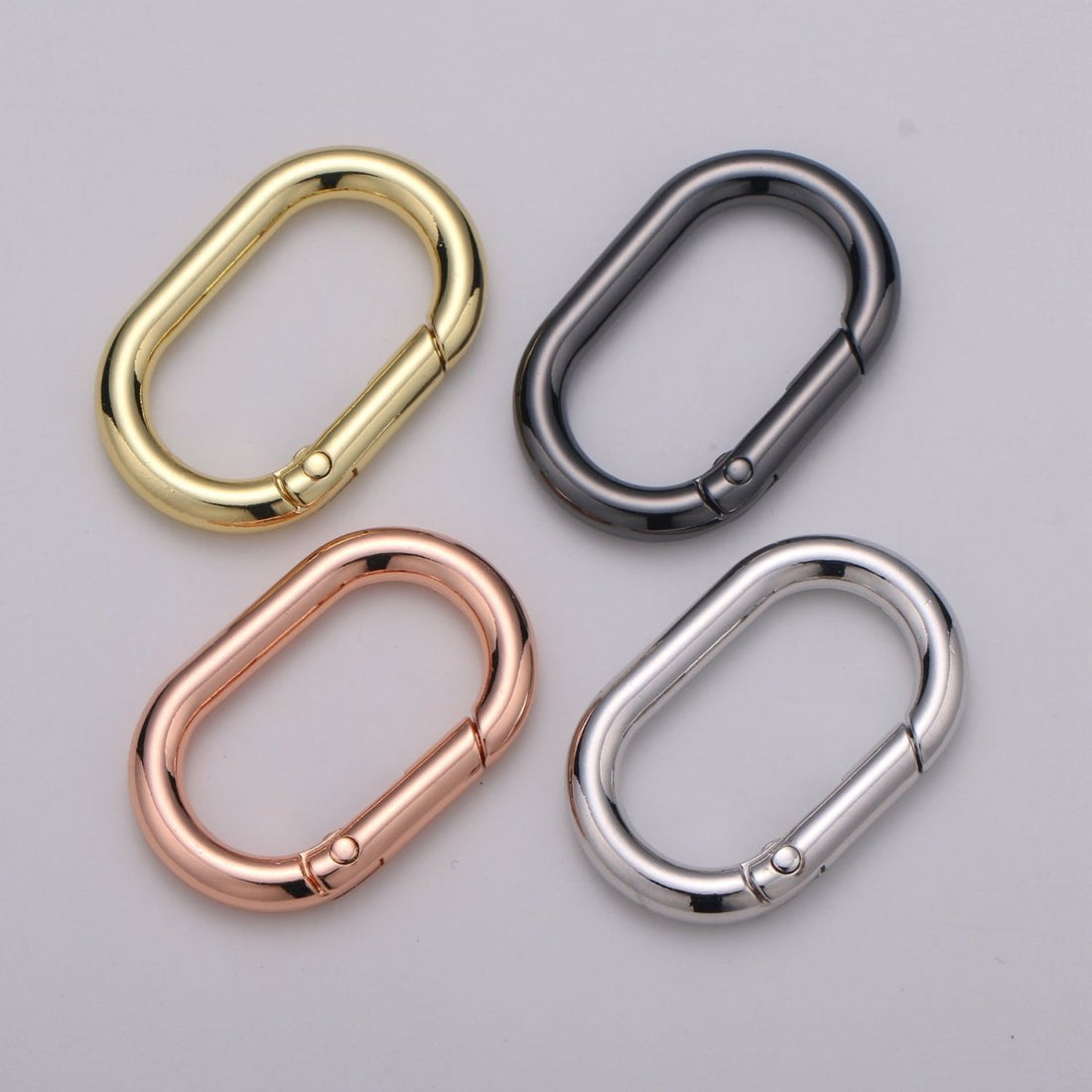 Chunky Gold Spring Gate Ring, Push Gate ring, 24x38mm Oval Ring, Charm Holder 24K Gold Filled Clasp for Link Chain Connector L-044~L-047
