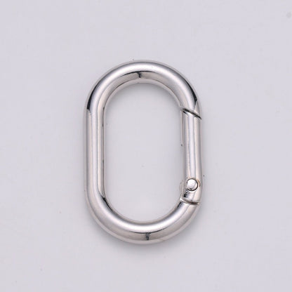 Chunky Gold Spring Gate Ring, Push Gate ring, 24x38mm Oval Ring, Charm Holder 24K Gold Filled Clasp for Link Chain Connector L-044~L-047