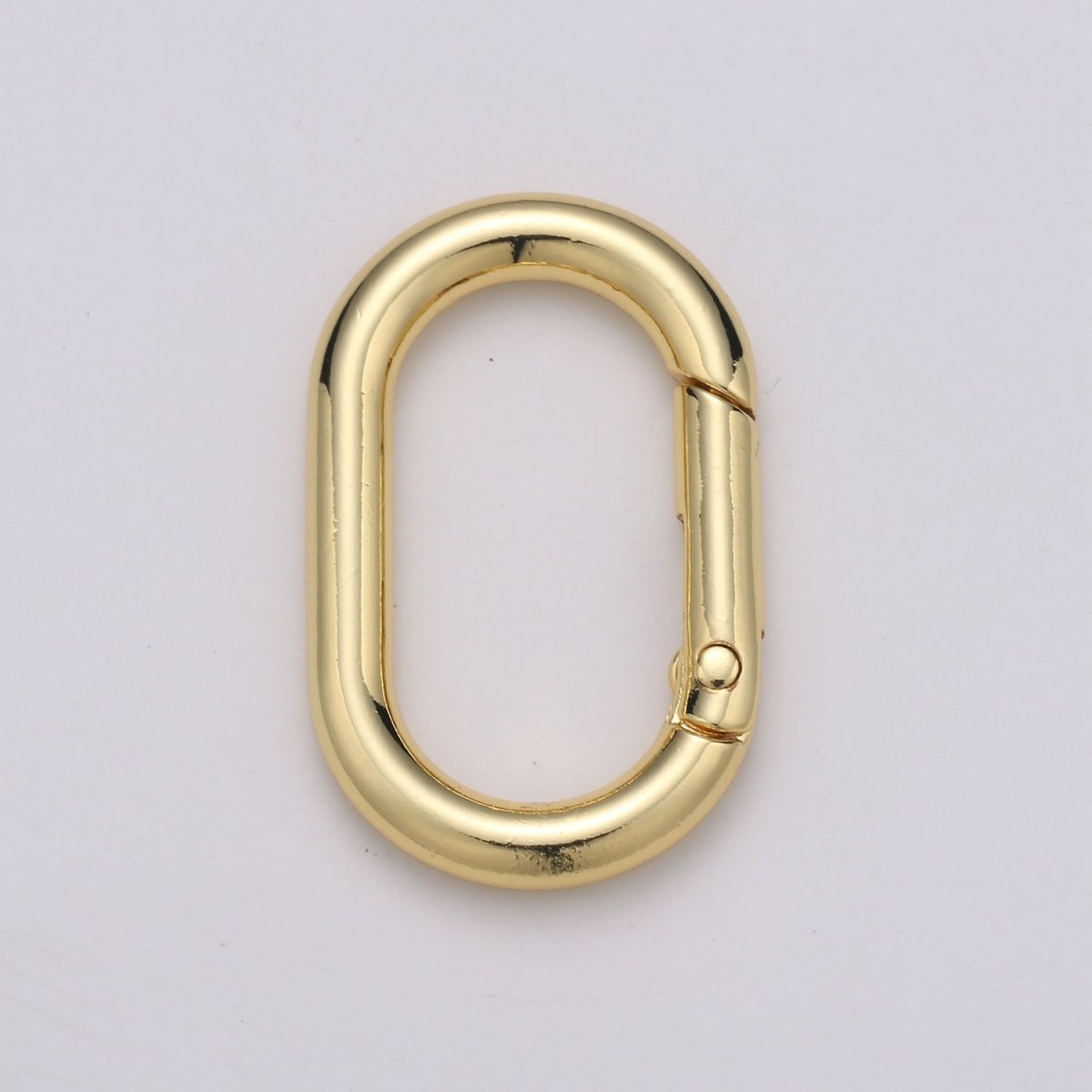Chunky Gold Spring Gate Ring, Push Gate ring, 24x38mm Oval Ring, Charm Holder 24K Gold Filled Clasp for Link Chain Connector L-044~L-047