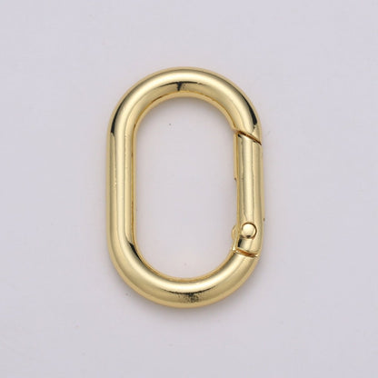 Chunky Gold Spring Gate Ring, Push Gate ring, 24x38mm Oval Ring, Charm Holder 24K Gold Filled Clasp for Link Chain Connector L-044~L-047