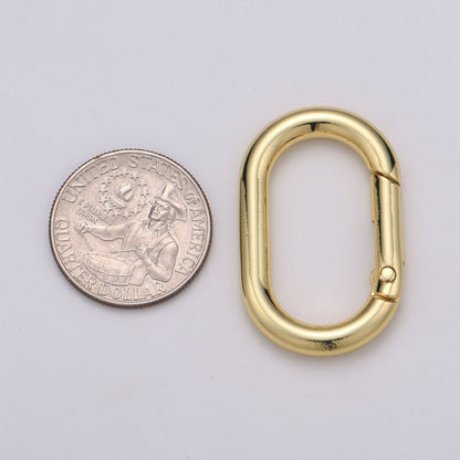 Chunky Gold Spring Gate Ring, Push Gate ring, 24x38mm Oval Ring, Charm Holder 24K Gold Filled Clasp for Link Chain Connector L-044~L-047