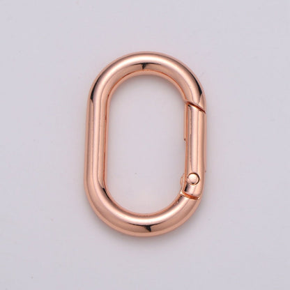 Chunky Gold Spring Gate Ring, Push Gate ring, 24x38mm Oval Ring, Charm Holder 24K Gold Filled Clasp for Link Chain Connector L-044~L-047