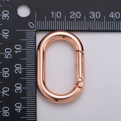 Chunky Gold Spring Gate Ring, Push Gate ring, 24x38mm Oval Ring, Charm Holder 24K Gold Filled Clasp for Link Chain Connector L-044~L-047