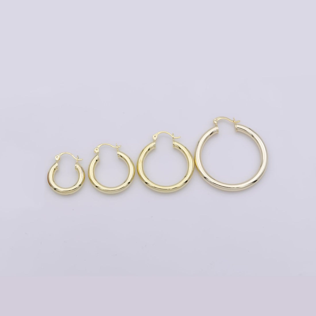 Chunky Lightweight Hoop Earrings - Hollow Light Hoop Earrings - Big Gold Hoops - Simple Everyday Earrings 40mm, 35mm, 30mm, 25mm, 20mm Q-460 - Q-463