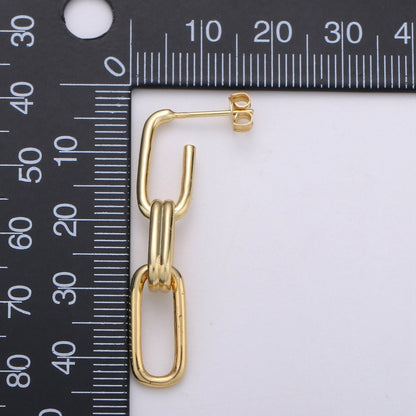 Chunky Link Hoops,Gold Link Hoops,Rectangle Hoops,Gold Hoops,Minimalist Earrings, Silver Hoops,Dangle Link Earrings,Gold Drop Earrings Q-160