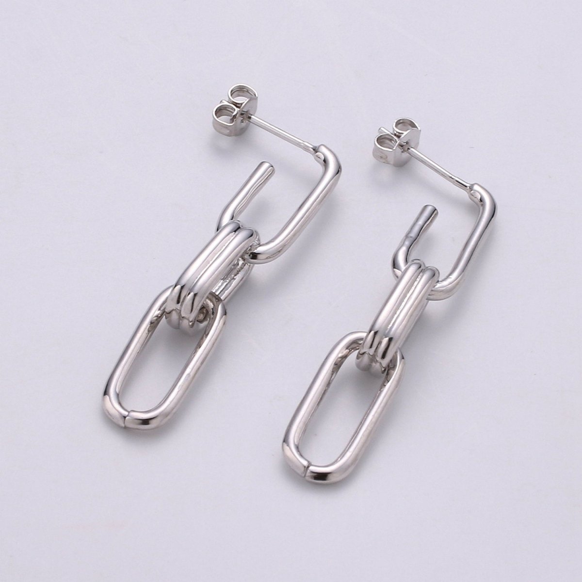 Chunky Link Hoops,Gold Link Hoops,Rectangle Hoops,Gold Hoops,Minimalist Earrings, Silver Hoops,Dangle Link Earrings,Gold Drop Earrings Q-160