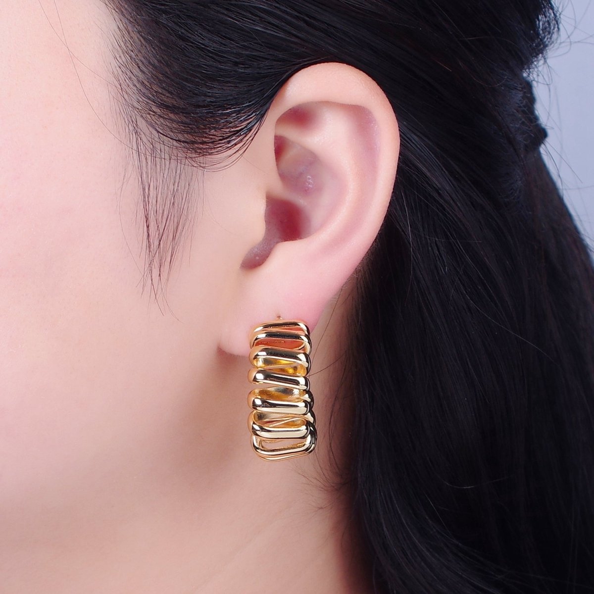 Chunky Modern Unique Hoop Spiral Silver Hoop Earring T-516 T-517