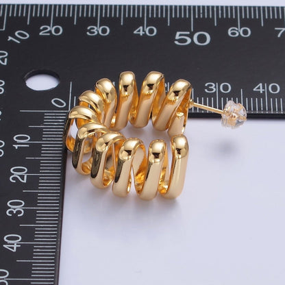Chunky Modern Unique Hoop Spiral Silver Hoop Earring T-516 T-517