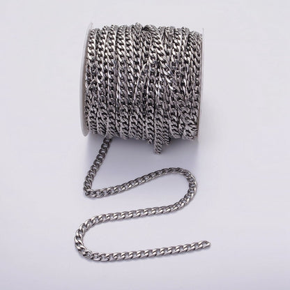 Chunky Silver Miami Cuban Curb Chain by Yard Soldered Closed 8.4mm links | ROLL-1491 Clearance Pricing