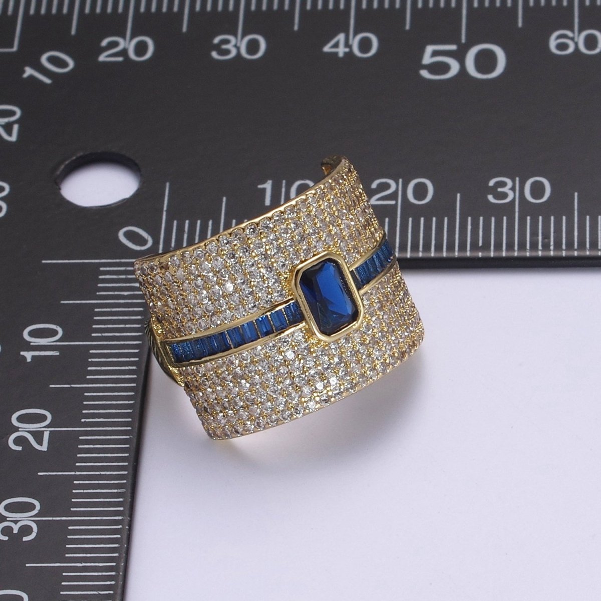 Chunky Statement Cubic Zirconia CZ Stone on 24K Gold Filled Micro Pave Adjustable Open Ring | U-448, U450, U451