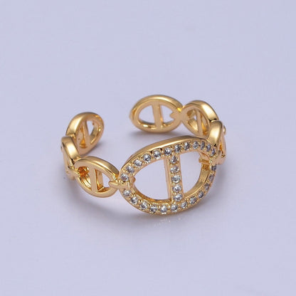 Chunky Statement Mariner Link Ring CZ Anchor Chain Link Ring for Stackable Jewelry O-2129