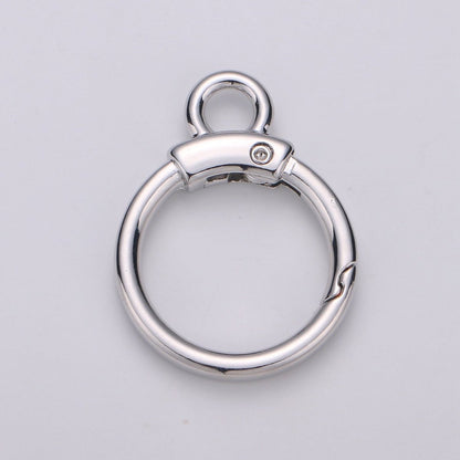 Circle Push Gate Ring with Rings, Snap Clip Spring Ring, Charm Holder Clasp For Connector Wristlet Holder  L-020 L-021