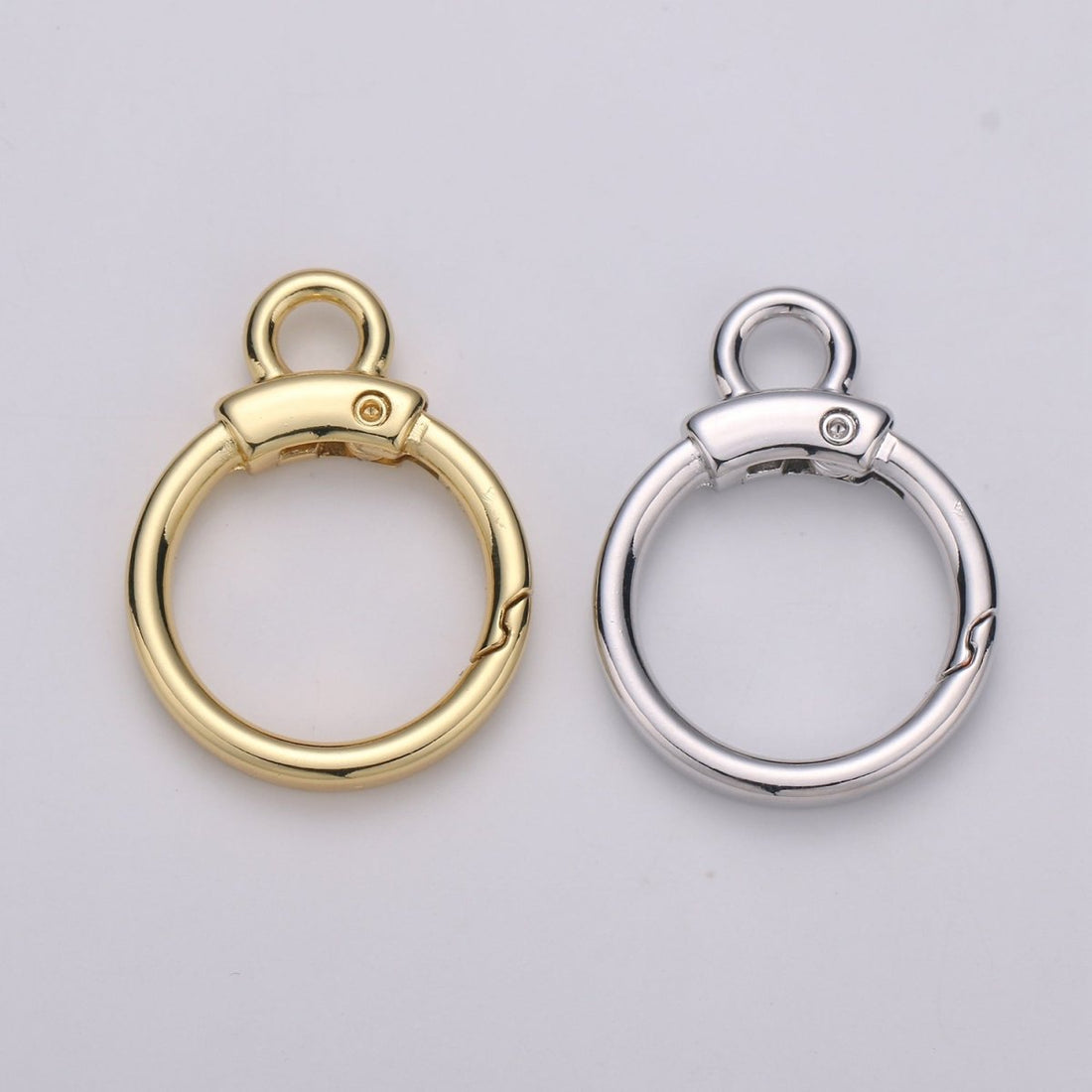 Circle Push Gate Ring with Rings, Snap Clip Spring Ring, Charm Holder Clasp For Connector Wristlet Holder  L-020 L-021