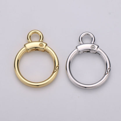Circle Push Gate Ring with Rings, Snap Clip Spring Ring, Charm Holder Clasp For Connector Wristlet Holder  L-020 L-021