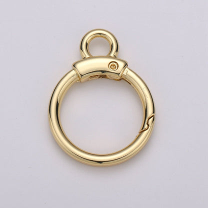 Circle Push Gate Ring with Rings, Snap Clip Spring Ring, Charm Holder Clasp For Connector Wristlet Holder  L-020 L-021