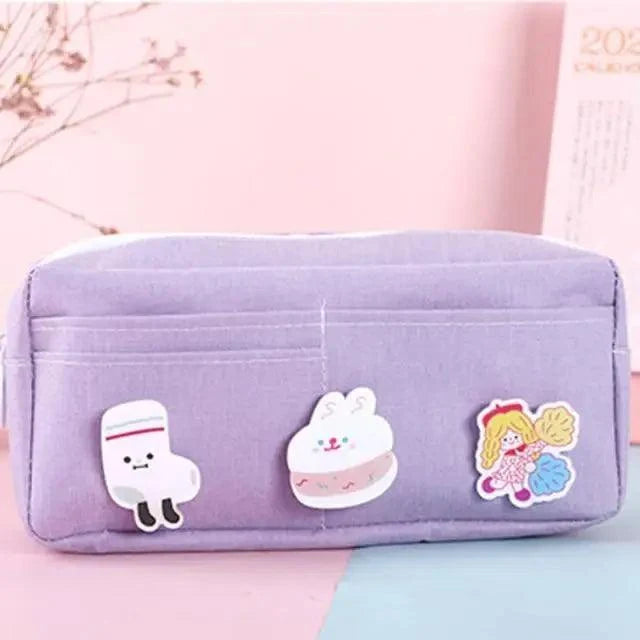 Classic Cartoon Large Capacity Stylish Students Pencil Pouch Cute Creative Design Case For School