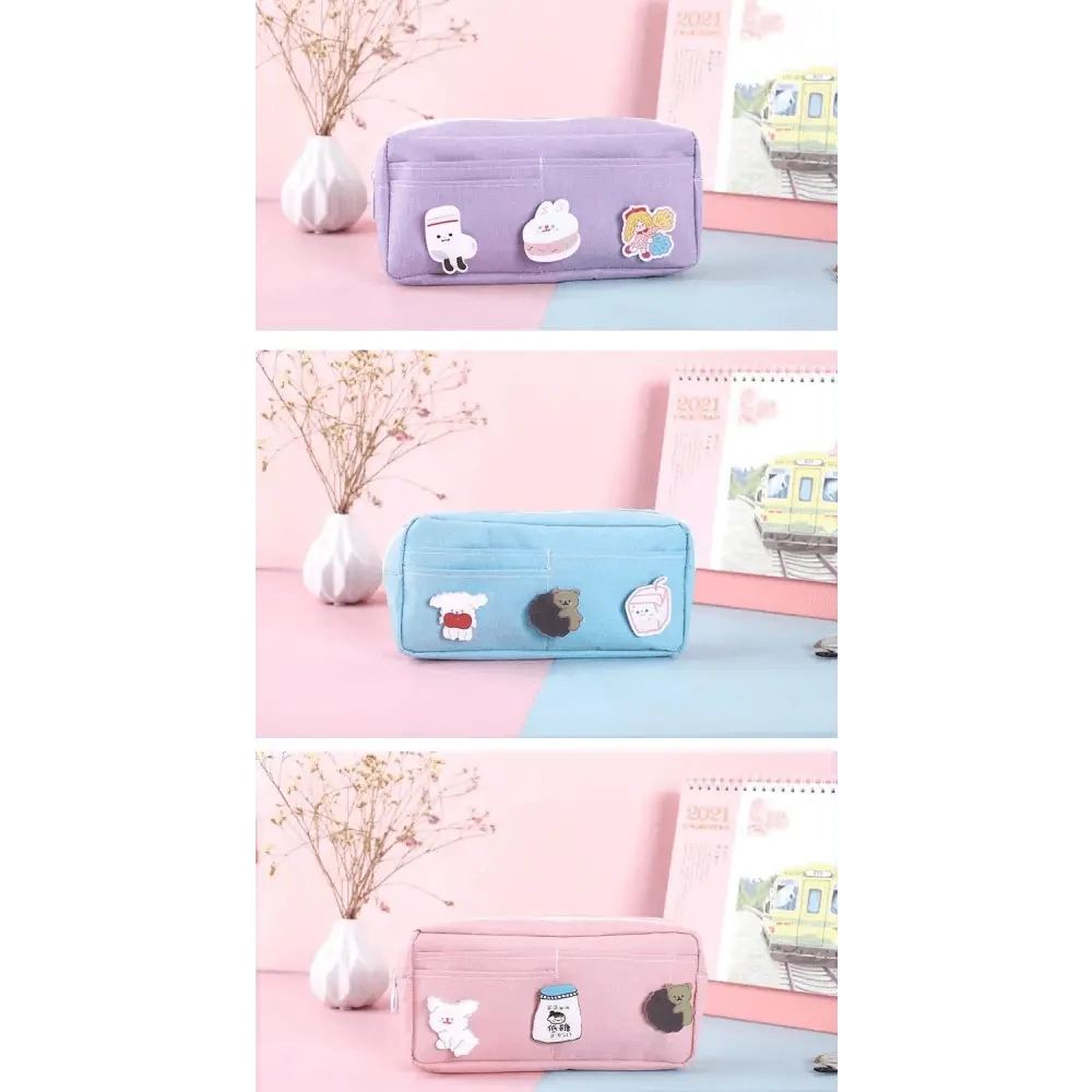 Classic Cartoon Large Capacity Stylish Students Pencil Pouch Cute Creative Design Case For School
