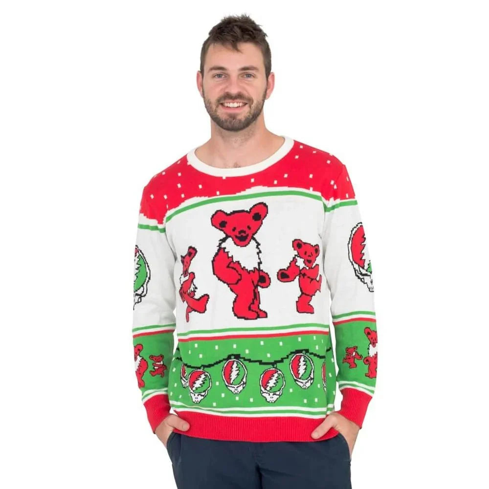 Classic Grateful Dead Dancing Bears Adult Unisex Ugly Christmas Sweater