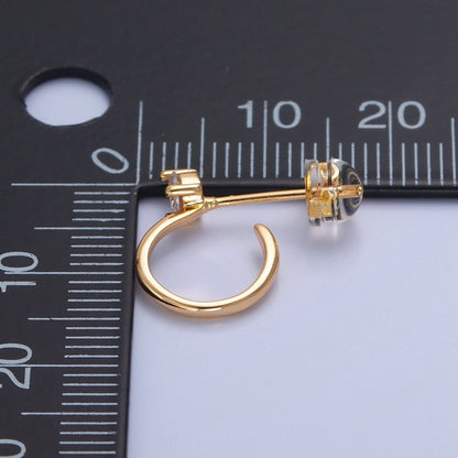 Classic Hoop Earring with CZ Stone Stud T-474