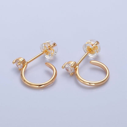 Classic Hoop Earring with CZ Stone Stud T-474