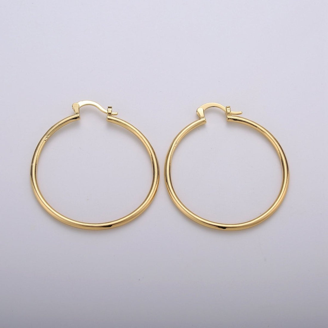 Classic Hoops Gold, 40mm Gold Hoops, Large Gold Hoop Earrings, Hollow Hoop Earrings, Chunky Hoops, Light Hoops for Every Day Wear Q-230