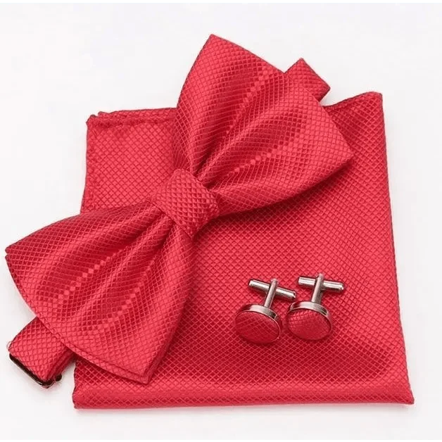 Classic Men Bowtie  Cufflinks Set Casual Men&
