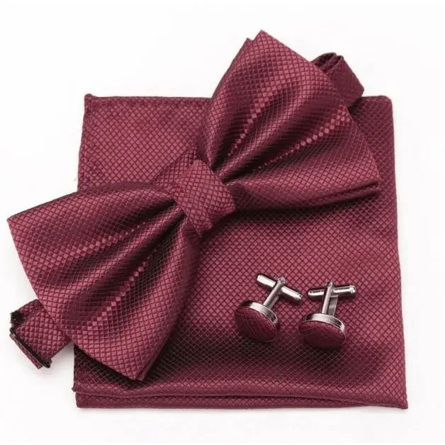 Classic Men Bowtie  Cufflinks Set Casual Men&