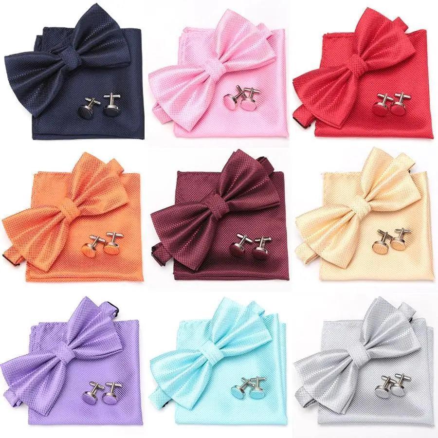 Classic Men Bowtie  Cufflinks Set Casual Men&