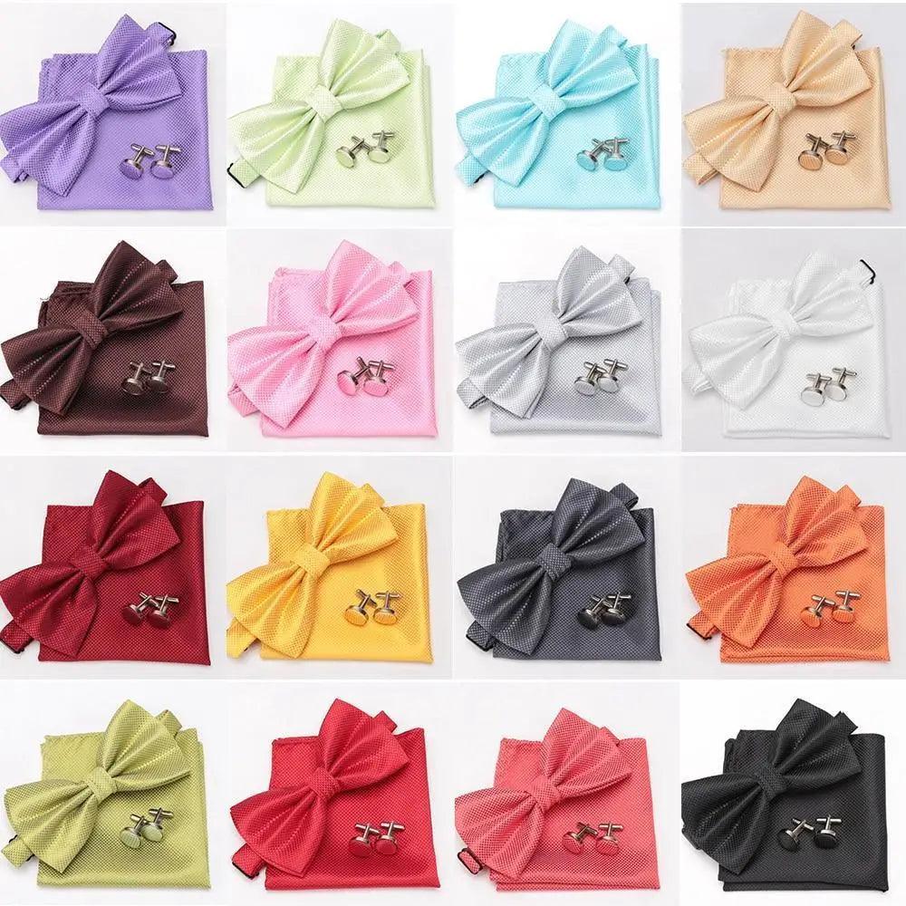 Classic Men Bowtie  Cufflinks Set Casual Men&
