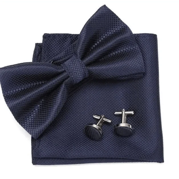 Classic Men Bowtie  Cufflinks Set Casual Men&