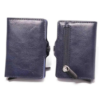 Classic Multifunction Automatic Aluminum Alloy Leather Credit Card Holder Retro New Pop-Up Card Ejector Business Wallets For Men