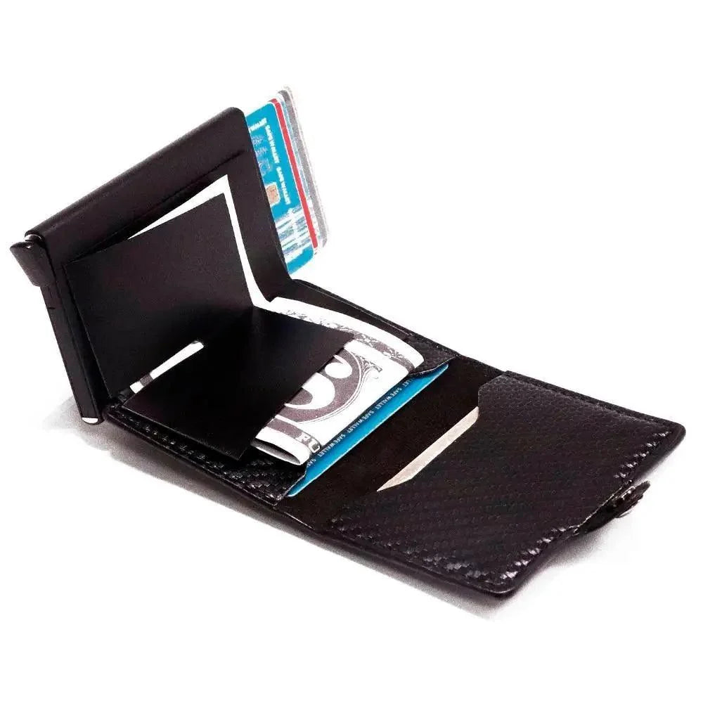 Classic Multifunction Automatic Aluminum Alloy Leather Credit Card Holder Retro New Pop-Up Card Ejector Business Wallets For Men