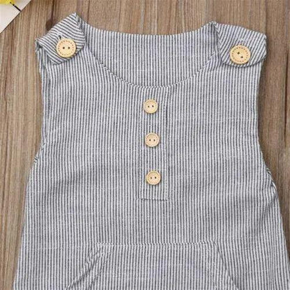 Classic Newborn Baby Boy/Girl Cute One-piece Striped Sleeveless Romper Casual Buttons Jumpsuit For Kids