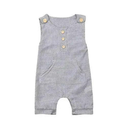 Classic Newborn Baby Boy/Girl Cute One-piece Striped Sleeveless Romper Casual Buttons Jumpsuit For Kids