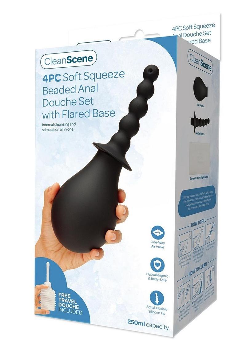 Soft Squeeze Beaded Anal Douche Set with Flared Base