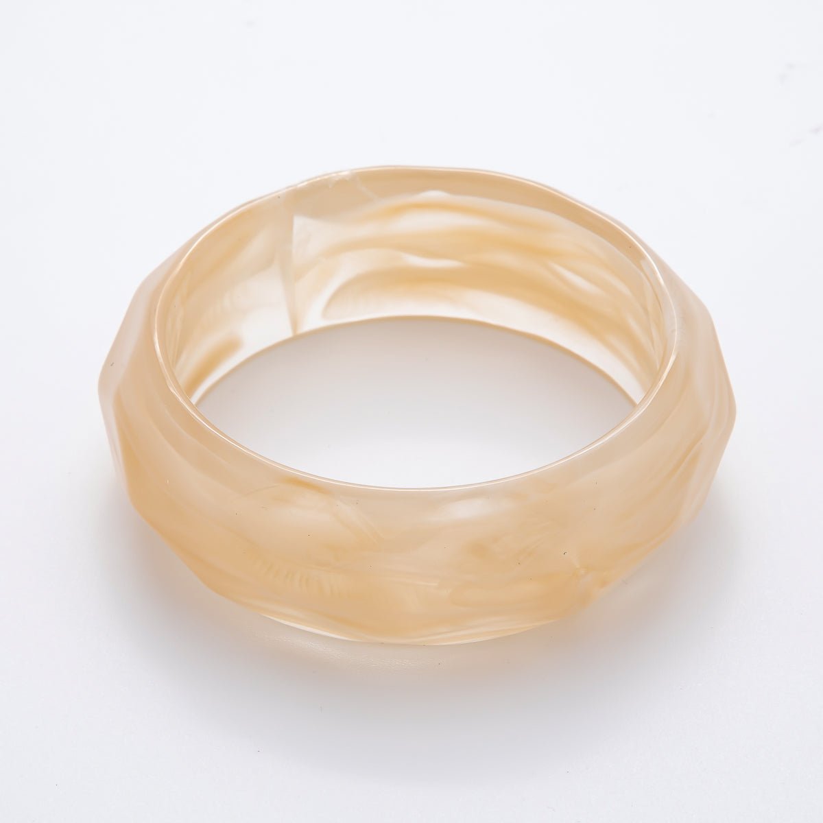 Clear, Beige, Brown, Black, Green Earth-Tone Geometric Wavy Solid Resin Acrylic Wide Bangle Bracelet | WA-3394  ~ WA-3399