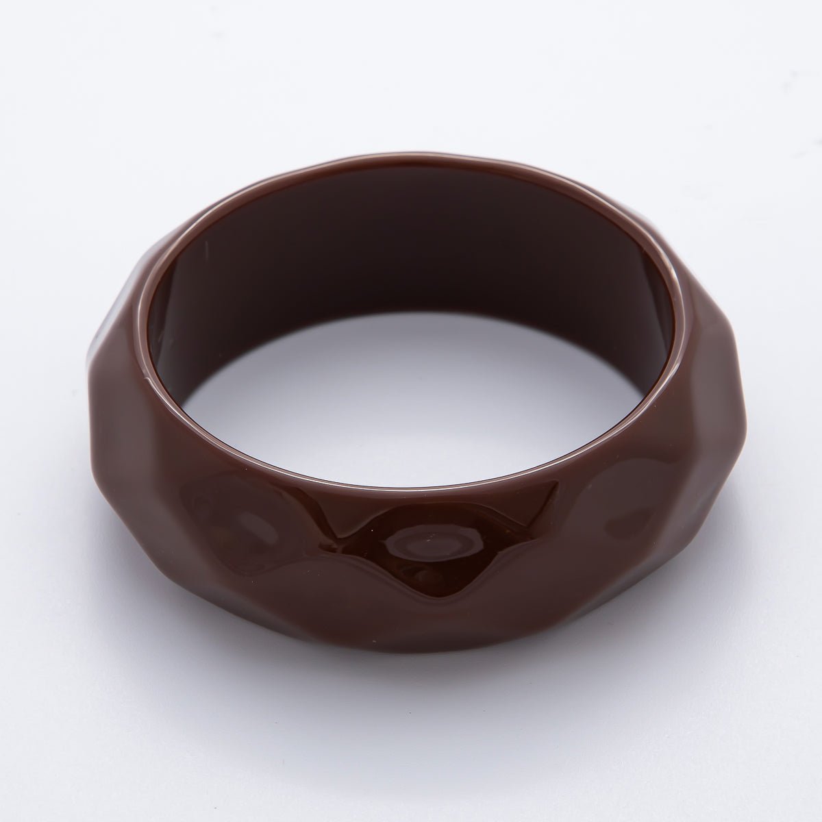 Clear, Beige, Brown, Black, Green Earth-Tone Geometric Wavy Solid Resin Acrylic Wide Bangle Bracelet | WA-3394  ~ WA-3399