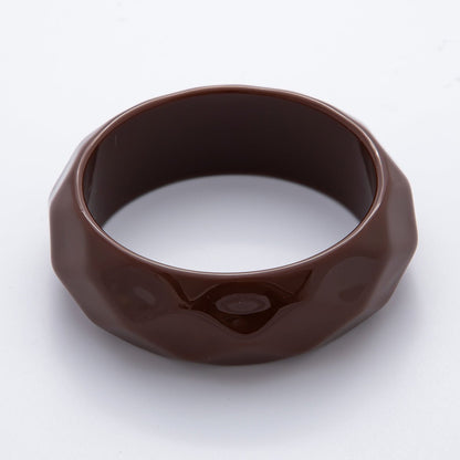 Clear, Beige, Brown, Black, Green Earth-Tone Geometric Wavy Solid Resin Acrylic Wide Bangle Bracelet | WA-3394  ~ WA-3399