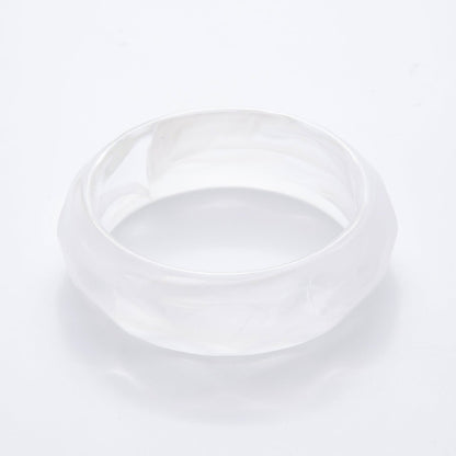Clear, Beige, Brown, Black, Green Earth-Tone Geometric Wavy Solid Resin Acrylic Wide Bangle Bracelet | WA-3394  ~ WA-3399