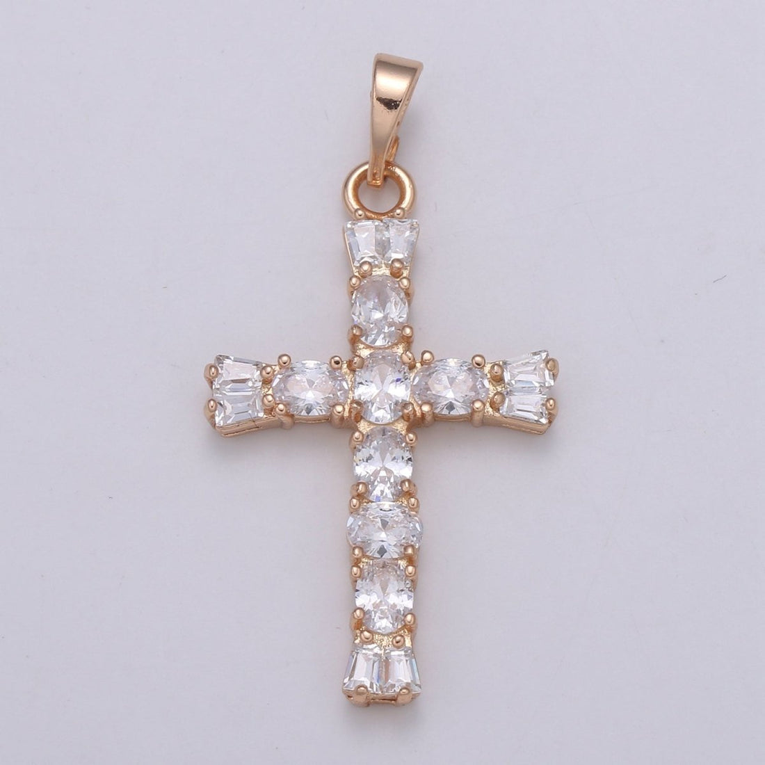 Clear Crystal Cross Gold Filled Pendants  J-273
