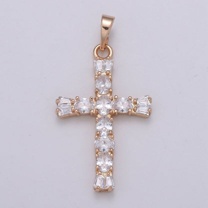 Clear Crystal Cross Gold Filled Pendants  J-273